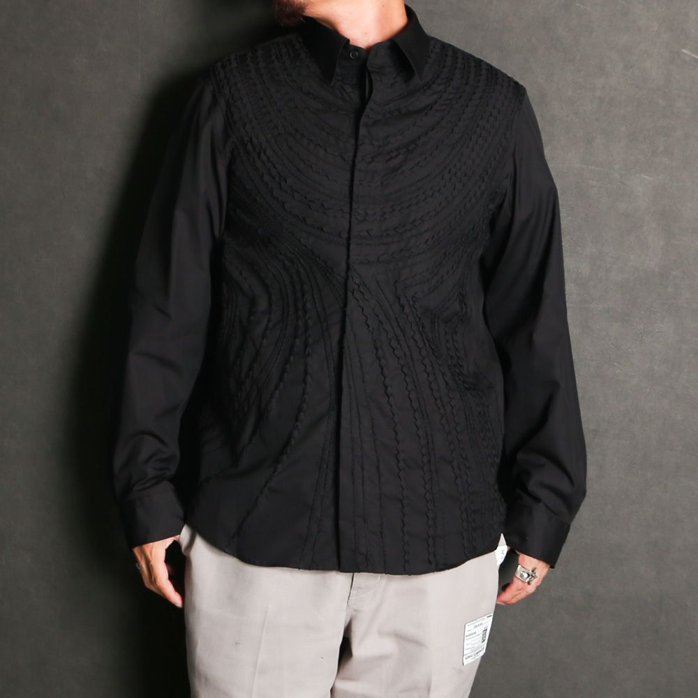 "Tape Embroidery" Embroidery Shirt - Black / レギュラーカラーシャツ / TA26AW-SH046