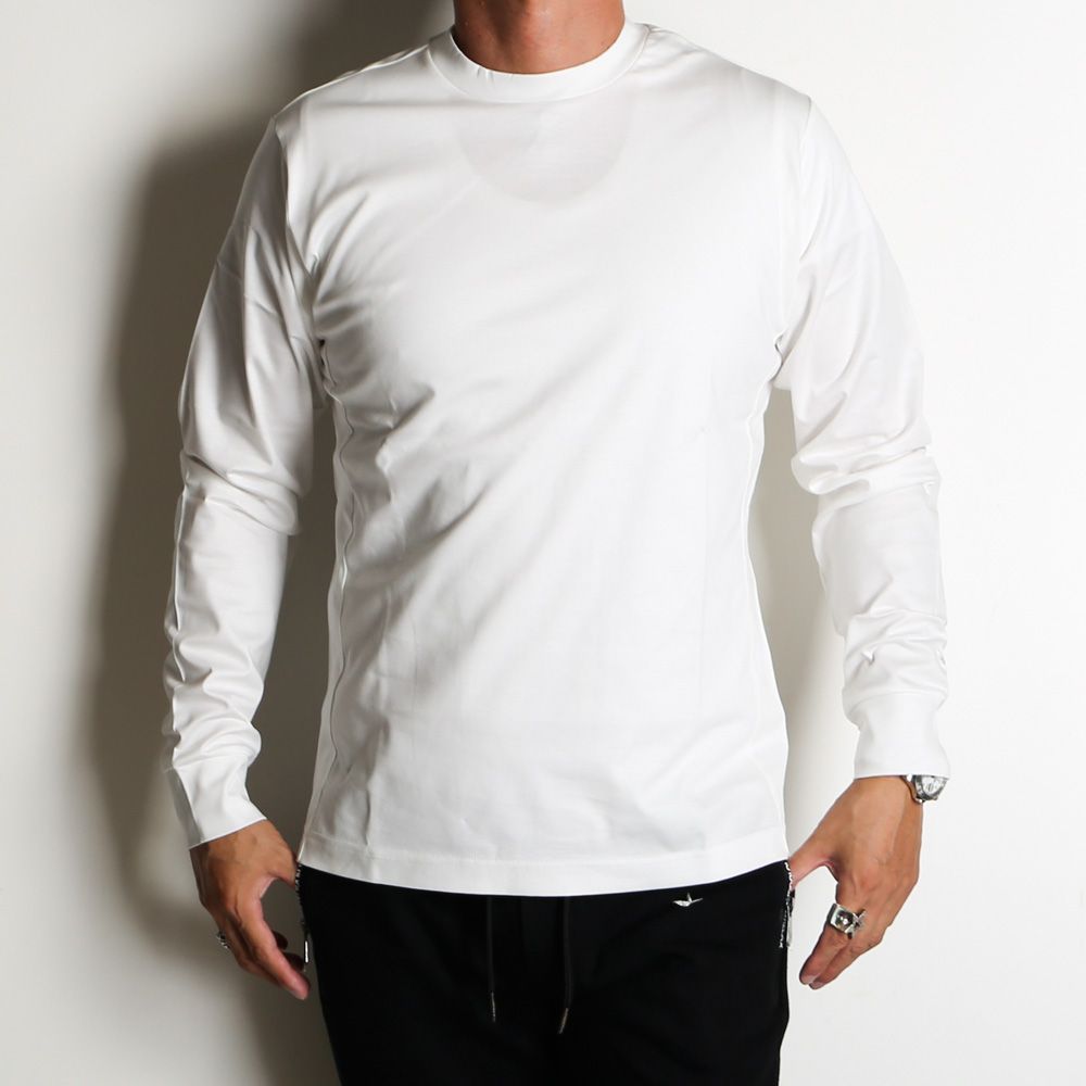 SUPER MERCERIZED LONG SLEEVE T-SHIRT - WHITE / ダブルシルケット ベーシック ロングスリーブTシャツ / UST-24059