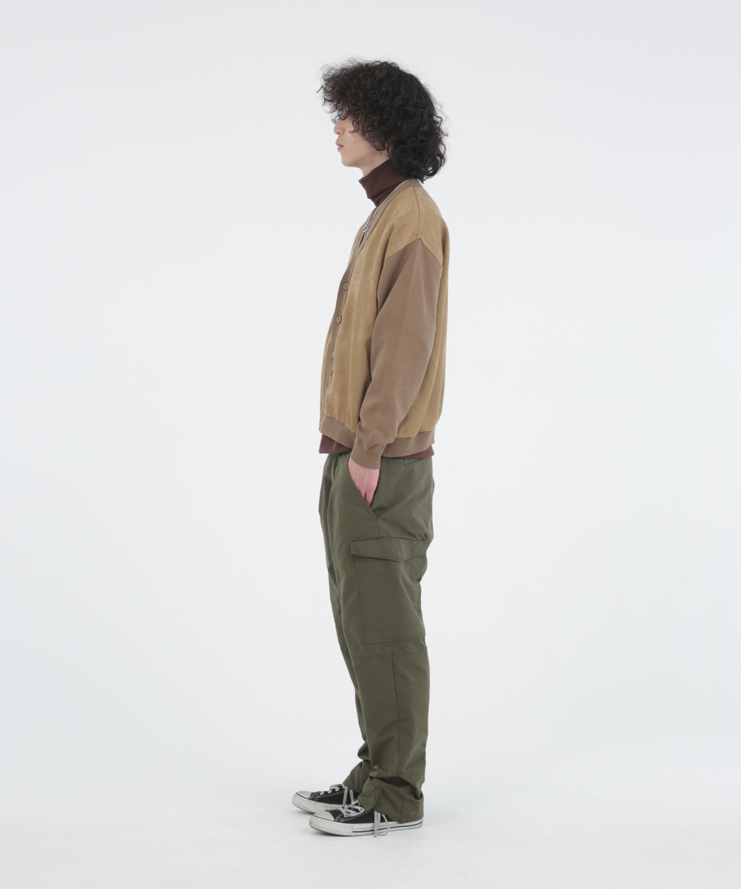 ECO SUEDE COMBI KNIT CD / エコスエード ニットカーディガン / 278208