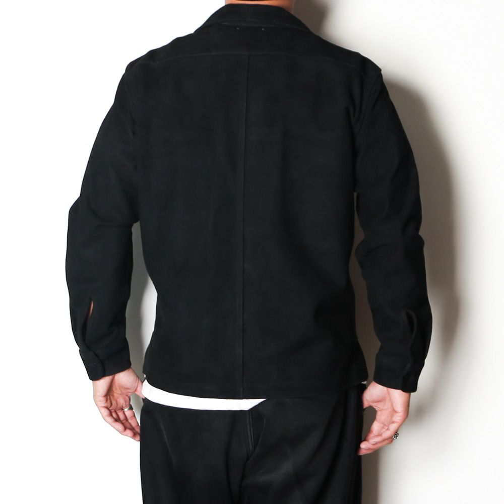 Full Grain Suede Open Collar Work Shirt  - BLK / MDFBF10501