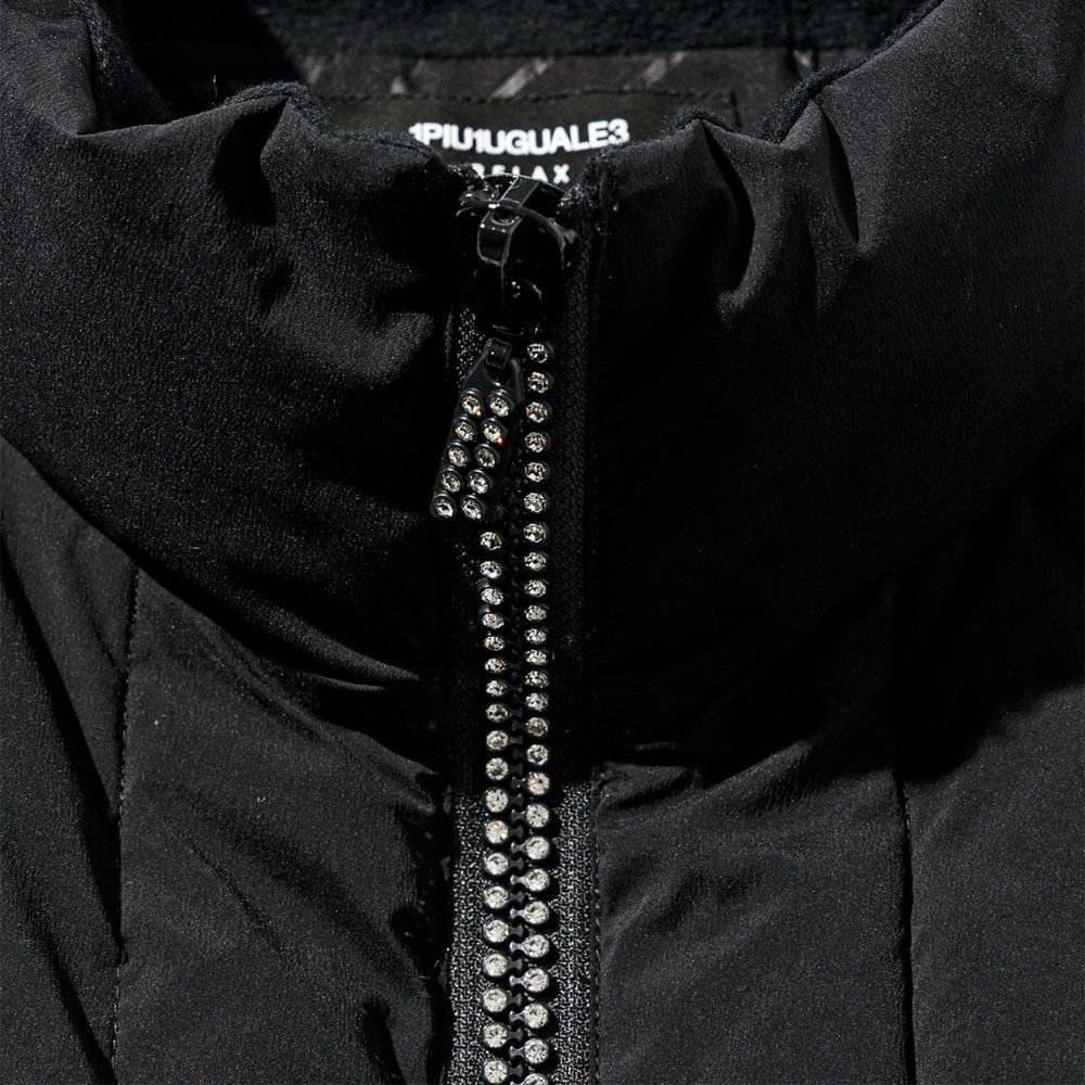 RHINESTONE ZIP SIDELINE LOGO INNER COTTON VEST / ラインストーン サイドロゴ 中綿ハイネックベスト / USO-21071