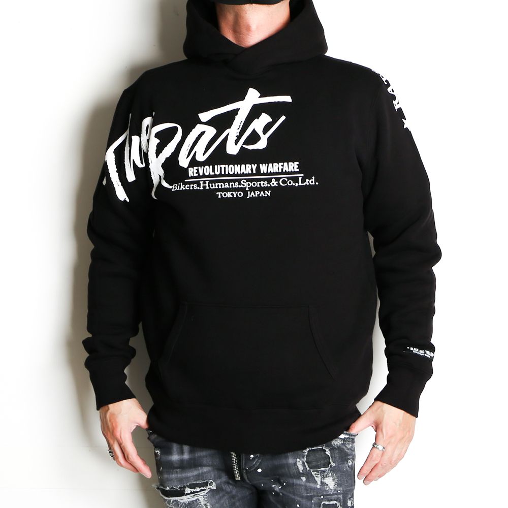 RATS - SCRIPT BIG LOGO CROSS NECK HOODIE / ビックロゴ プルオーバー