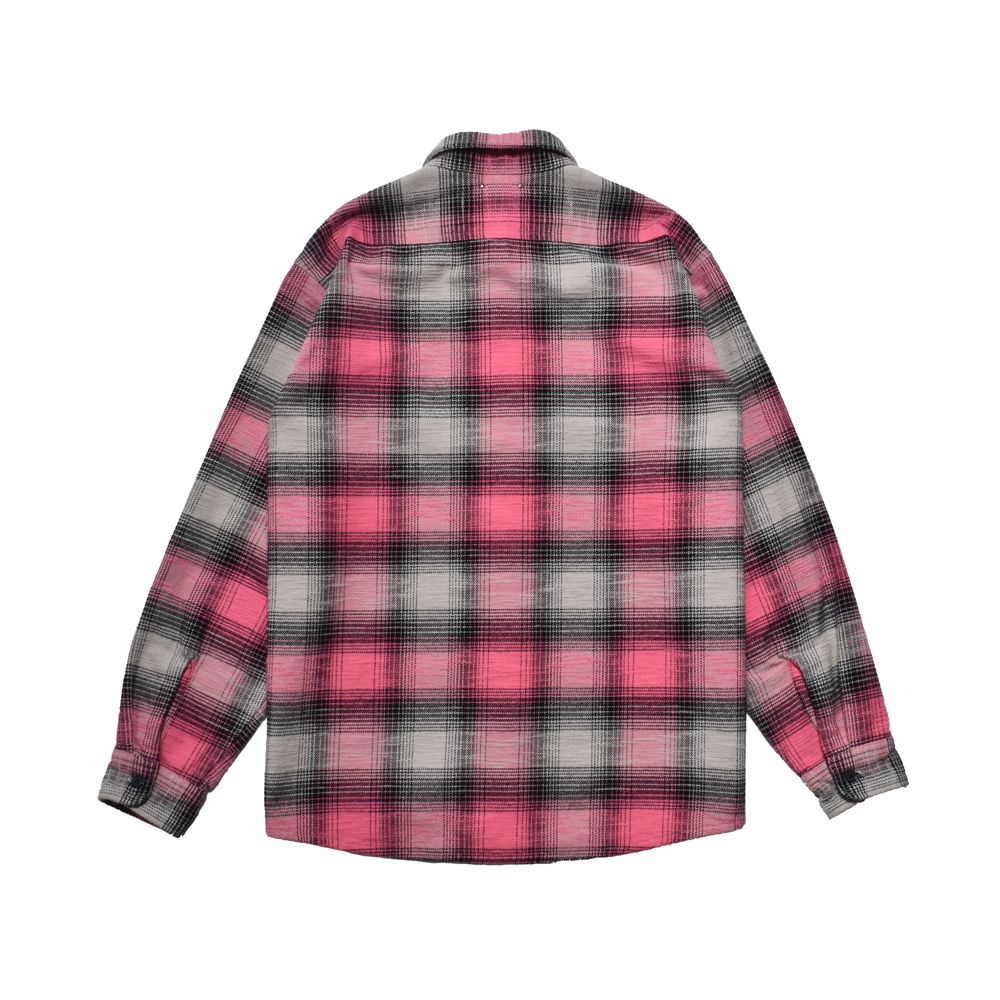 Heavy Cotton Flannel Ombre Work Shirt  - PINK / MDFBF09503