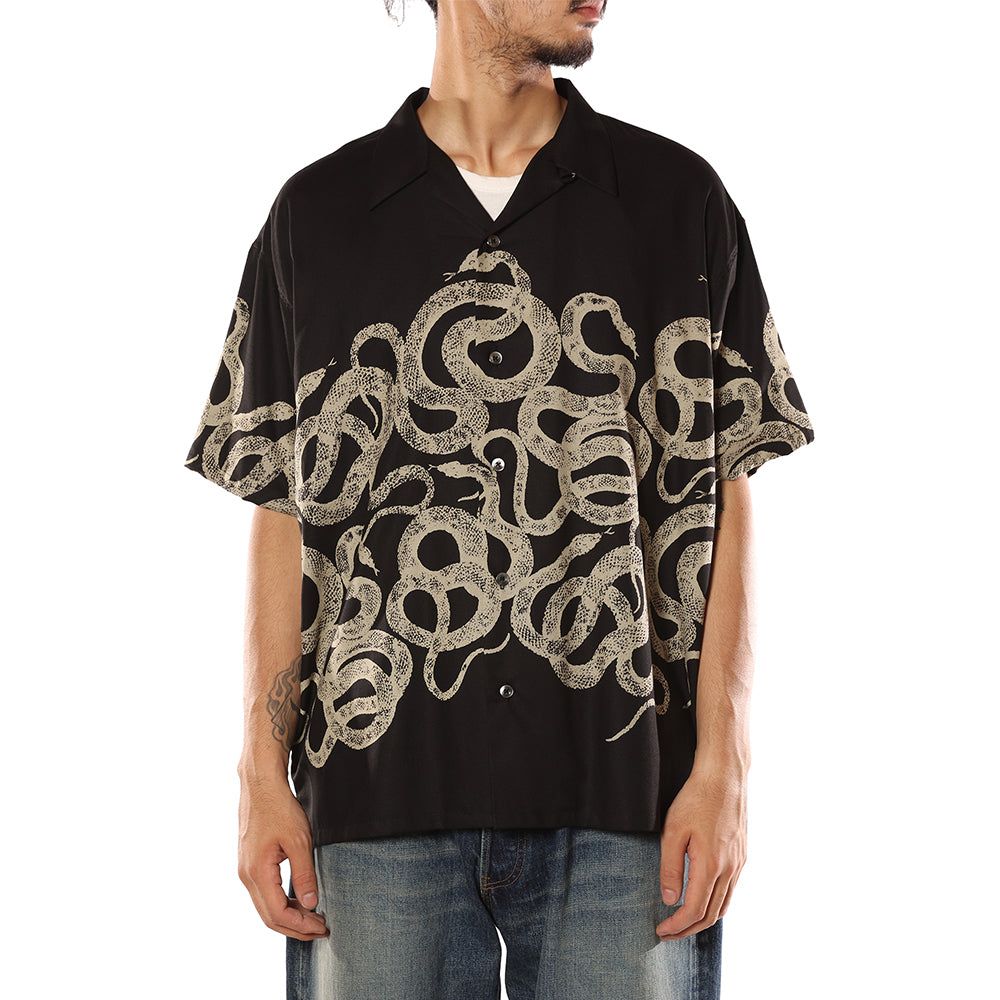 SNAKE PATTERN PANEL S/S SH / スネークパターン オープンカラーシャツ / CL-26SS004ULT
