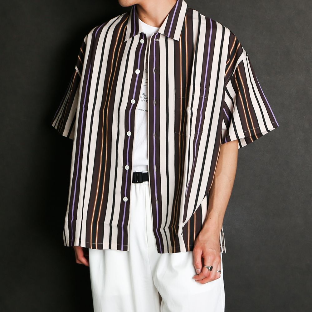 superNova. - Short sleeve big shirt 壱 - Multi Stripe / 半袖ビッグ