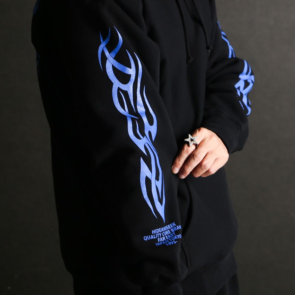 MAD Hooded Sweat Shirt - BLK × Blue / プルオーバーパーカー / HC-110825