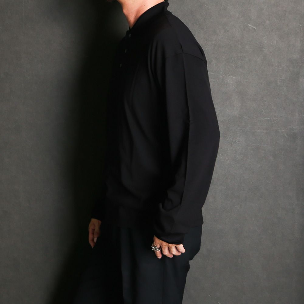 Long Sleeve Polo - Black / スーパー160sウール 防縮天竺 - ロングスリーブポロ / A26C12CS03C