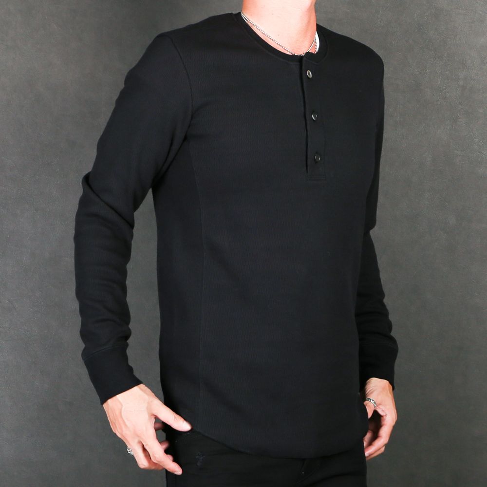 henley long-T(back boa) / ボアフリース ヘンリーネックTシャツ / 7907 lj88s