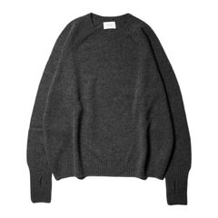 Wholegarment knit sweater - Wool & cashmere & silk - Charcoal / ホールガーメント クルーネックセーター - ウール & カシミヤ & シルク / SNKN-001C