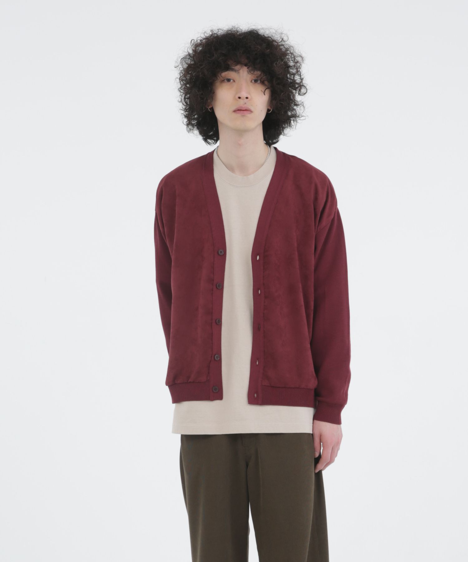 ECO SUEDE COMBI KNIT CD / エコスエード ニットカーディガン / 278208