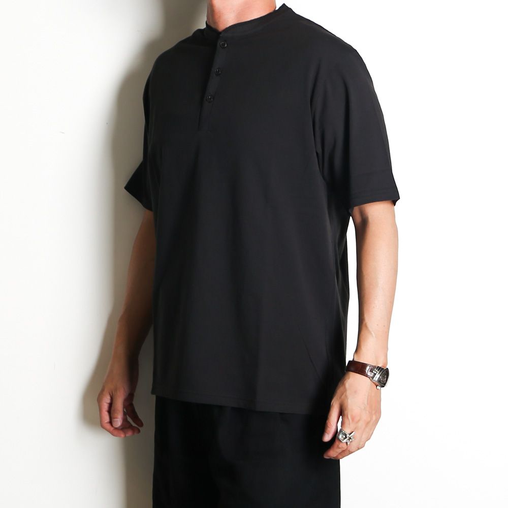 HENLEY NECK TEE - BLACK / 30/1オーガニックコットン空紡天竺 - ヘンリーネックTee / M26B14CS01B
