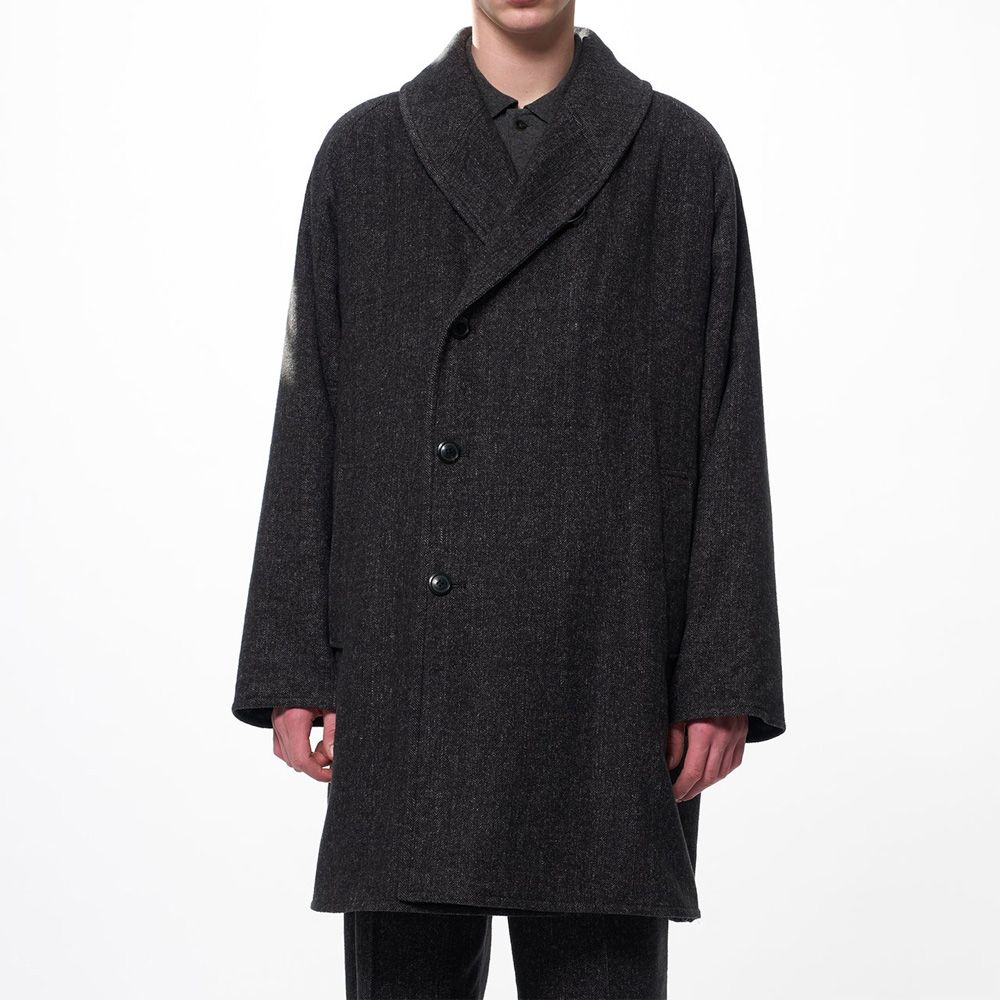 Shawl Collar Coat - Herringbone / ヘビーシルクフランネル - ショールカラーコート / M26C19CO01C