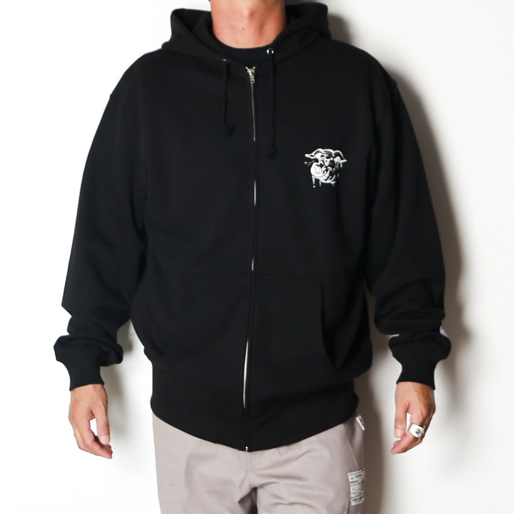 HUNGRY ZIP UP HOODIE - BLACK / ジップアップパーカー