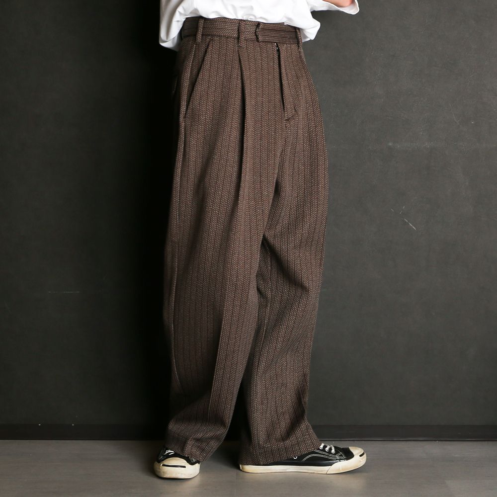 superNova. - 1 tuck wide trouser - Herringbone jersey / 1タック