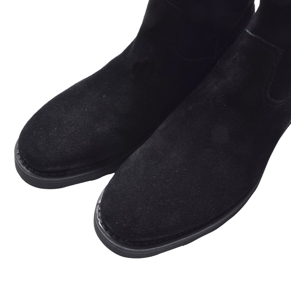Suede Leather Side Zipper Boots - BLK / MDMGK001
