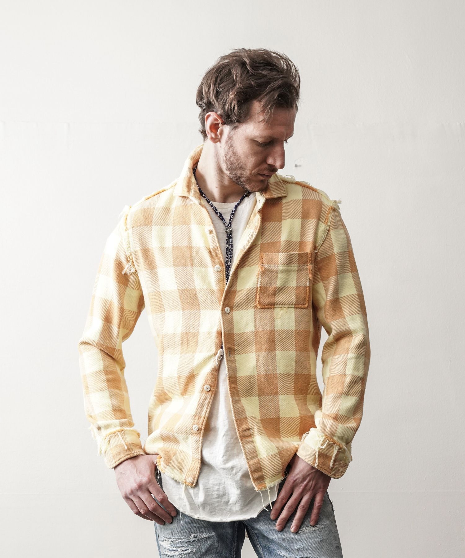 Buffalo PLAID FRINGE SHIRTS / フリンジ バッファローチェック シャツ / TSH-F2105
