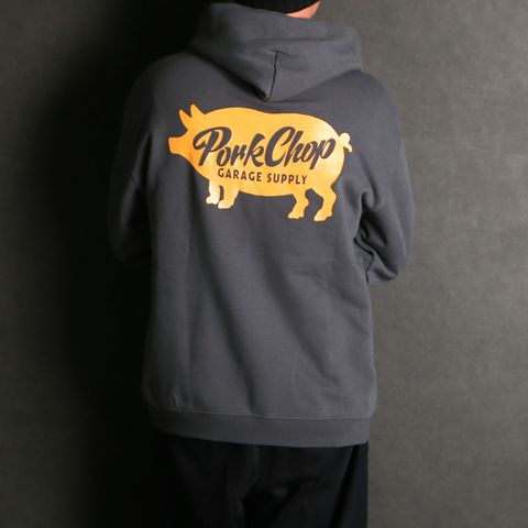 SCRIPT PORK HOODIE - ASH BLACK / プルオーバーパーカー