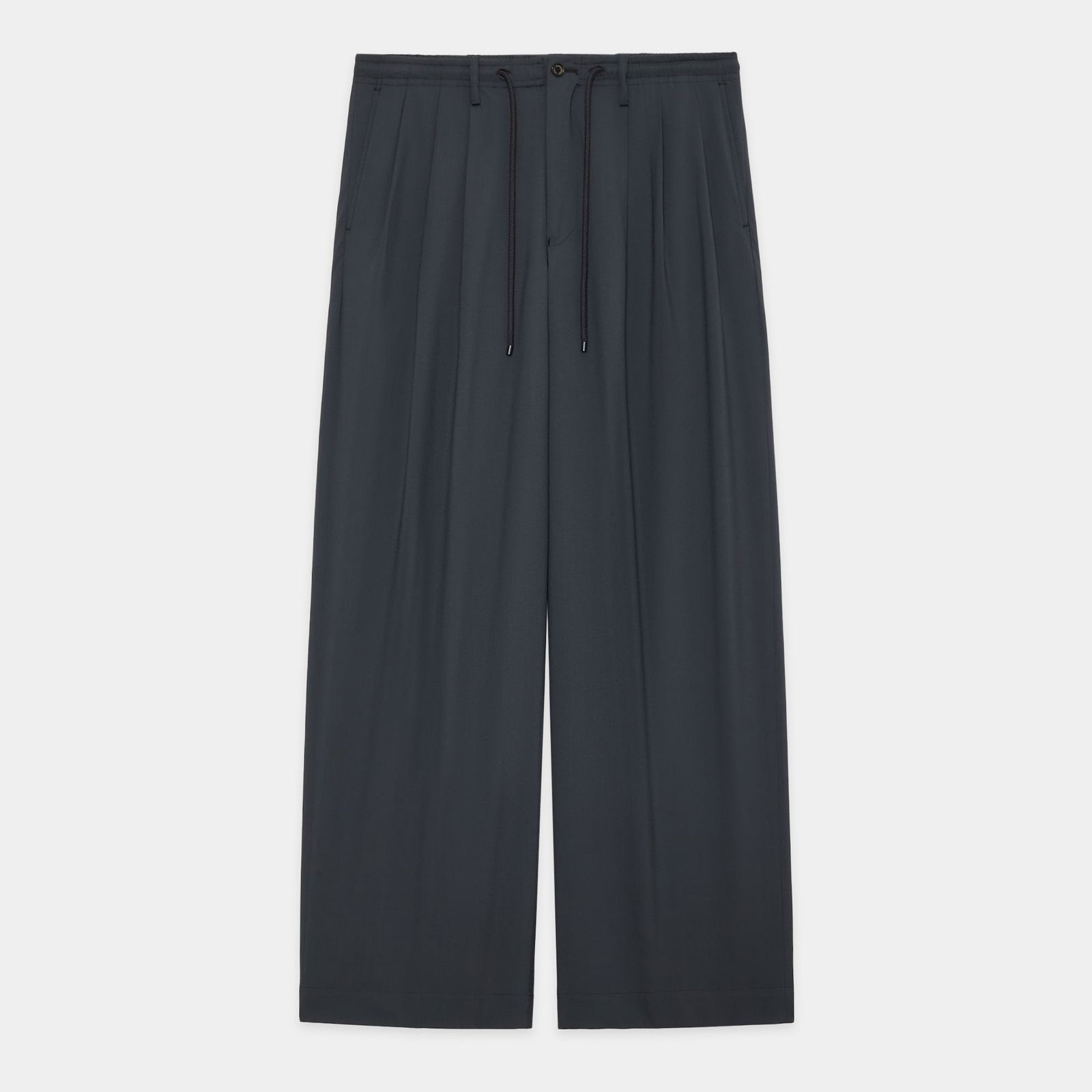 TRIPLE PLEATED EASY TROUSERS - CHARCOAL / オーガニックウール2/80トロピカル - トリプルプリーテッドイージートラウザーズ / A26B04PT02C