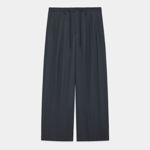 TRIPLE PLEATED EASY TROUSERS - CHARCOAL / オーガニックウール2/80トロピカル - トリプルプリーテッドイージートラウザーズ / A26B04PT02C