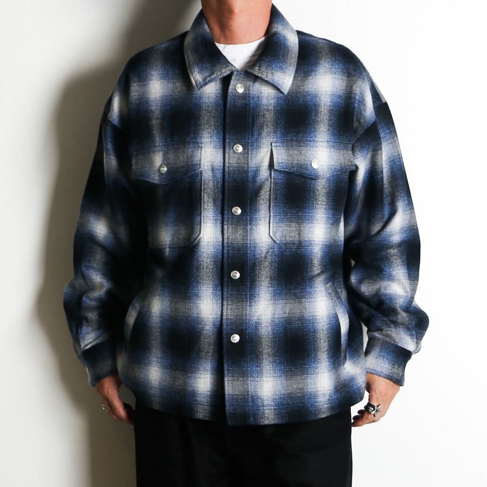 flannel check JK - BLUE / フランネルチェック CPOジャケット / RC38-JK-007