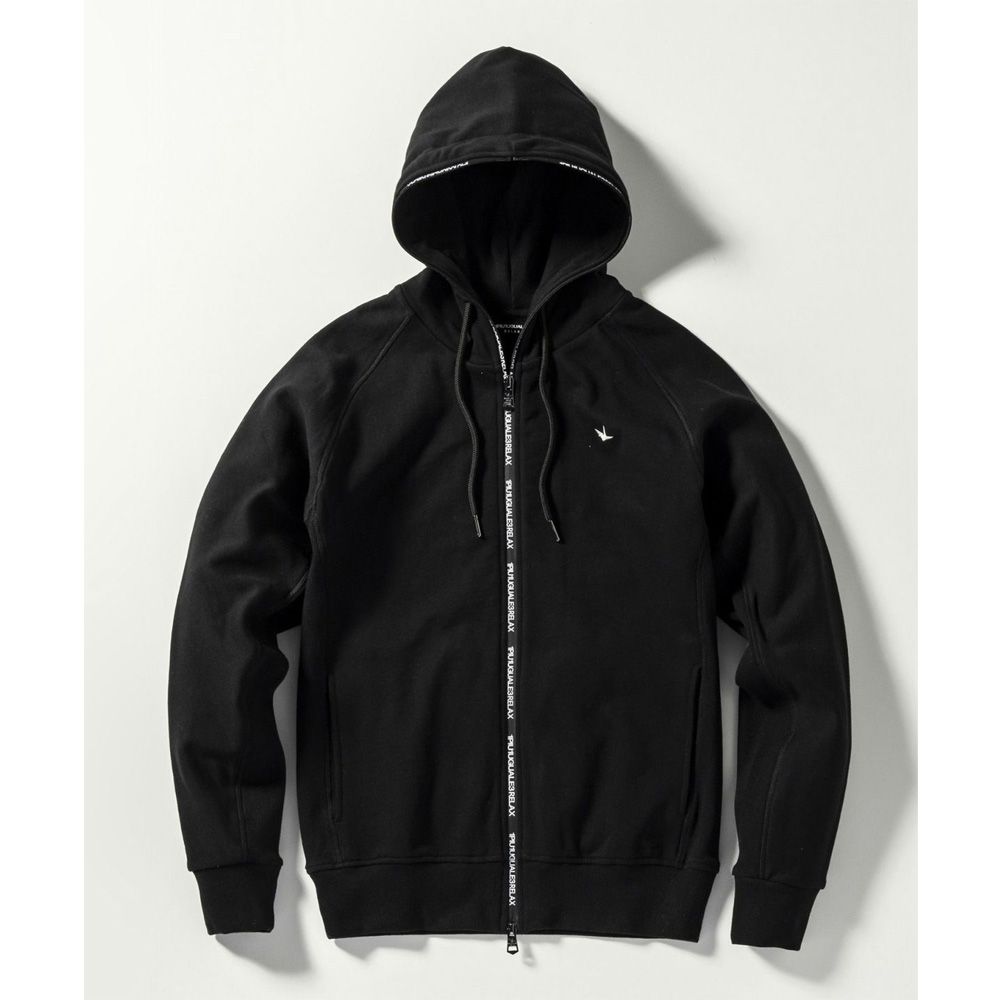 1PIU1UGUALE3 RELAX - LOGO ZIP HOODIE - BLACK / ジップロゴ