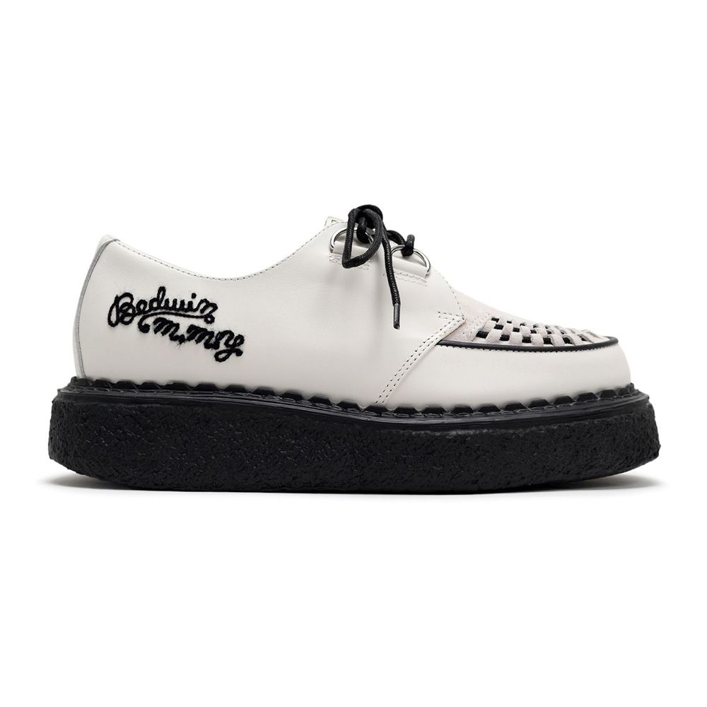 BEDWIN & THE MMY General Scale. / "DAVID" Leather Inter Lace Shoes - WHT × BLK / C15FW703