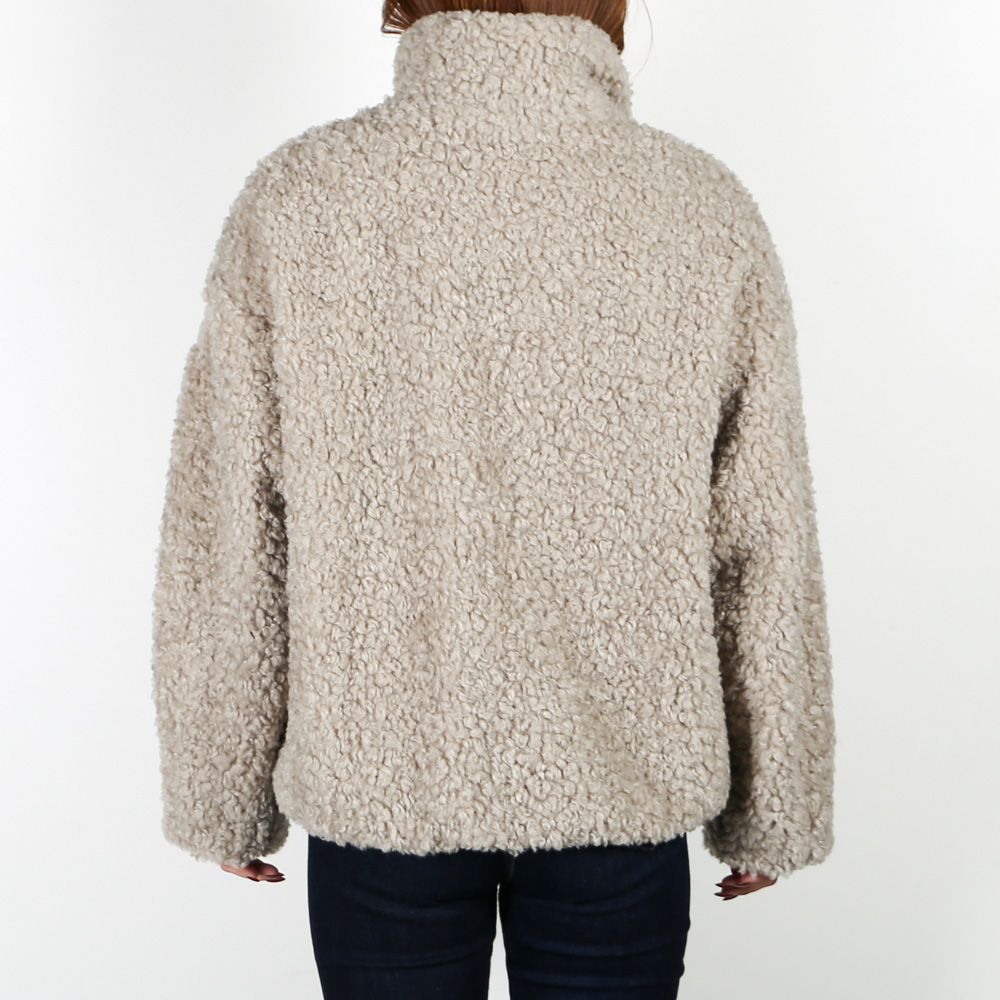 【ラスト1点-サイズ2】【レディース】 LUELA ルエラ - L.GRAY / ボア スタンドカラーブルゾン (フリース) / LJXA0041033588