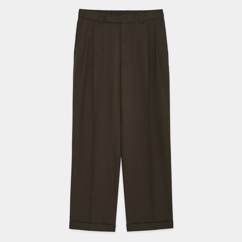 Double Pleated Semi Easy Trousers - Dark Sage / 3/60 オーガニックウールサバイバルクロス® - ダブルプリーテッドセミイージートラウザーズ / A26C07PT02C