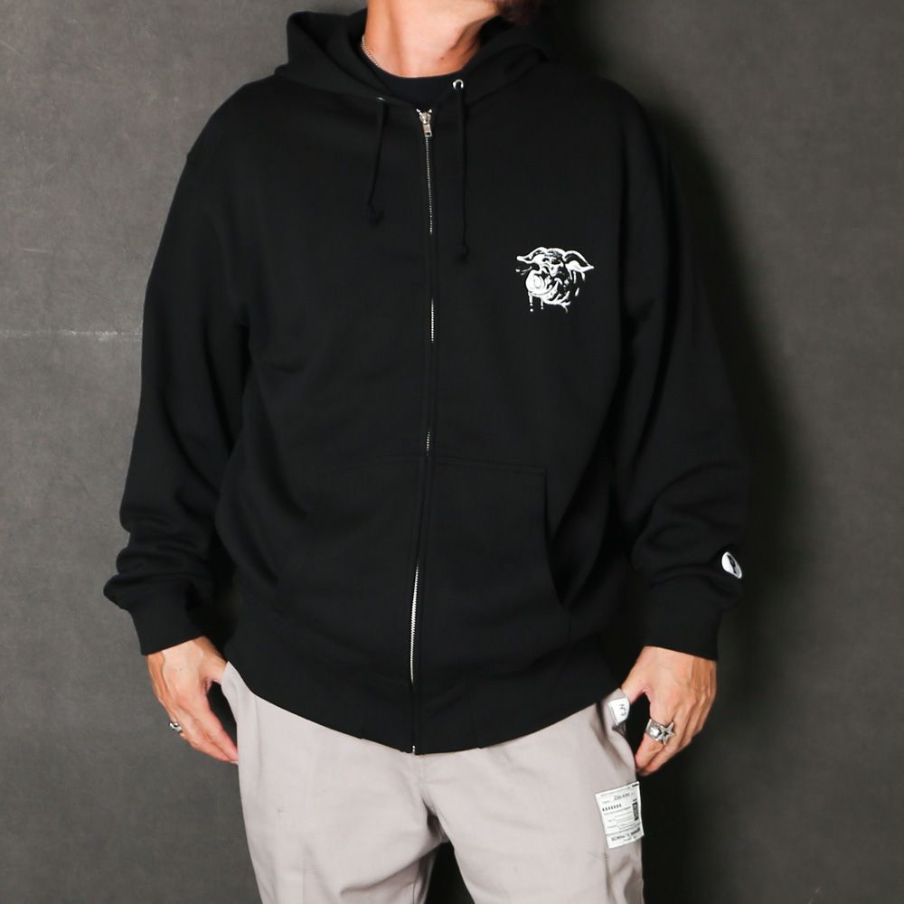 HUNGRY ZIP UP HOODIE - BLACK / ジップアップパーカー