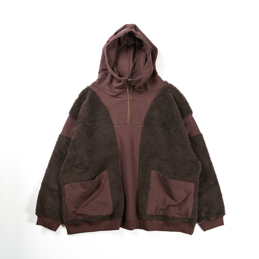 BOA×SWEAT HOODIE / ボア×スウェット ハーフジップパーカー / 179203