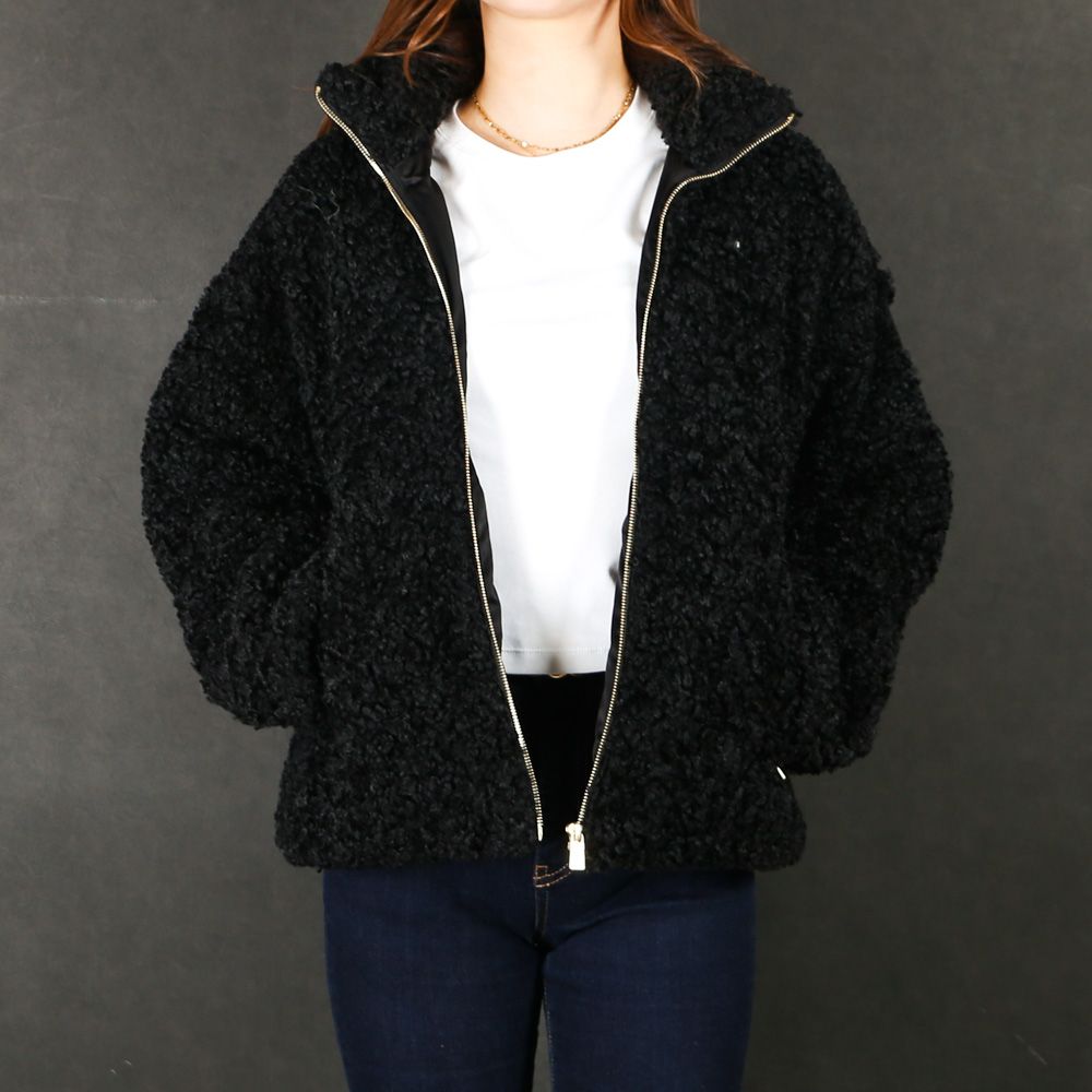 【レディース】 LUELA ルエラ - BLACK / ボア スタンドカラーブルゾン (フリース) / LJXA0041033588