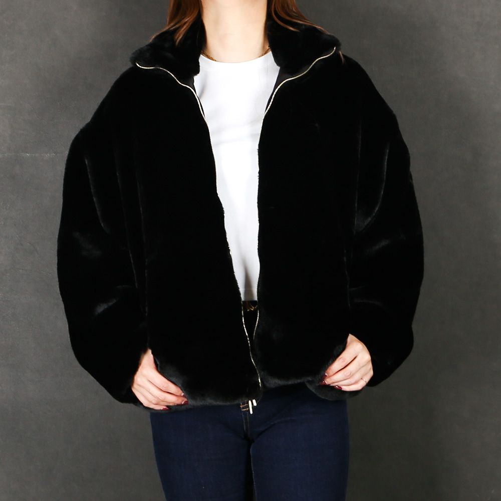 【レディース】 BARBRA バルブラ - BLACK / エコファー スタンドカラーブルゾン (フリース) / LJXA0038033588