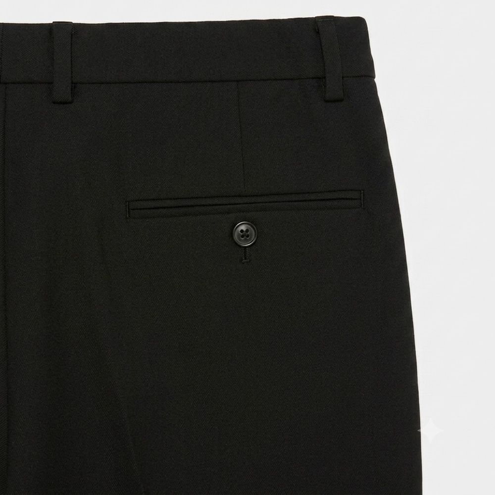 Flat Tapered Trousers - Black / 3/60 オーガニックウールサバイバルクロス® - フラットテーパードトラウザーズ / A26C07PT01C