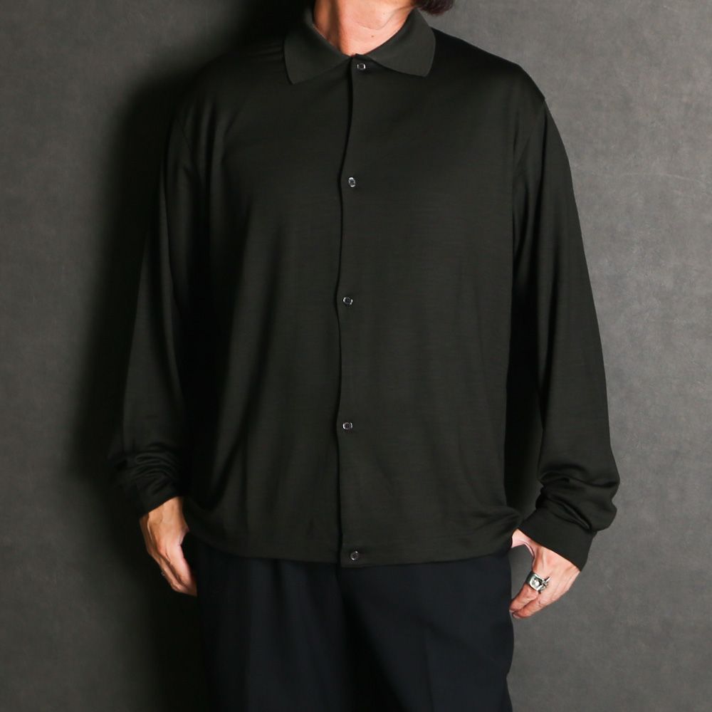 Shirt Cardigan - Dark Olive / スーパー100sウォッシャブルウール天竺 - シャツカーディガン / M26C15CS01C