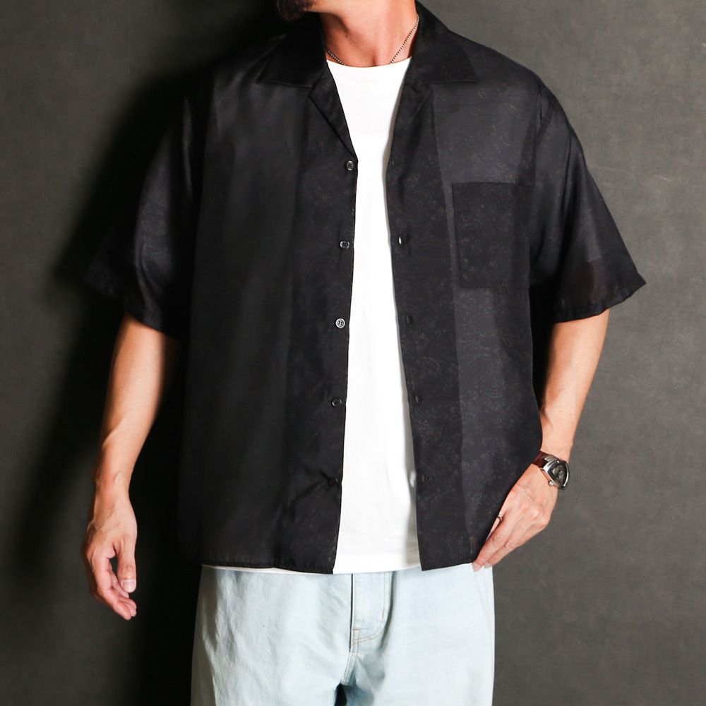 【ラスト1点-サイズ2】 SILK OPEN COLLAR S/S SHIRT - PAISLEY / 8匁シルク羽二重 - シルクオープンカラーシャツ / M26A21SH02B