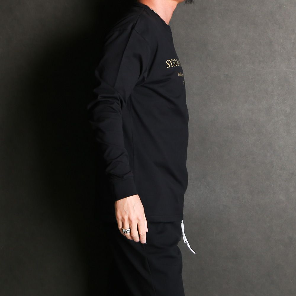 SANS SERIF LOGO L/S TEE - BLACK × GOLD / ロングスリーブTシャツ / 14178J-W