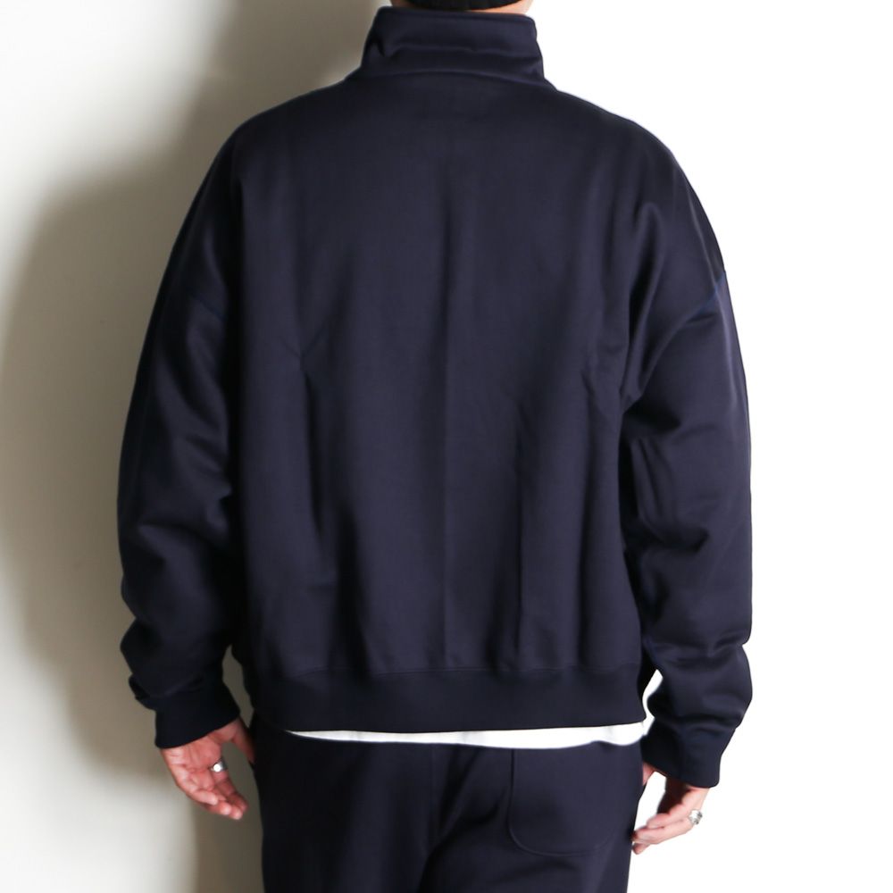SHORT QUARTER ZIP PULLOVER - D.NAVY / オーガニックコットンヘビー吊裏毛 - ショートクォータージッププルオーバー / A25D03CS02C