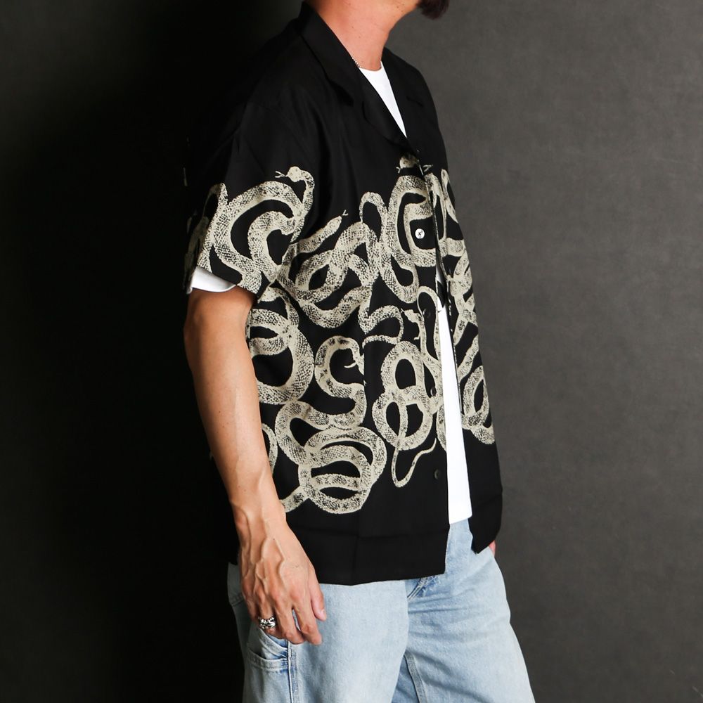 SNAKE PATTERN PANEL S/S SH / スネークパターン オープンカラーシャツ / CL-26SS004ULT