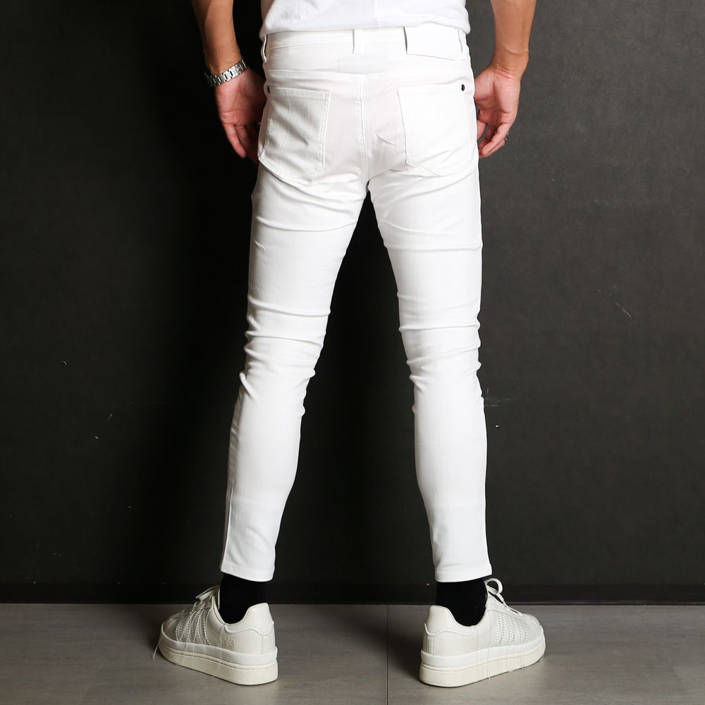 SKINNY PANTS - WHITE / グラデーションロゴ スキニーパンツ / USB-24052