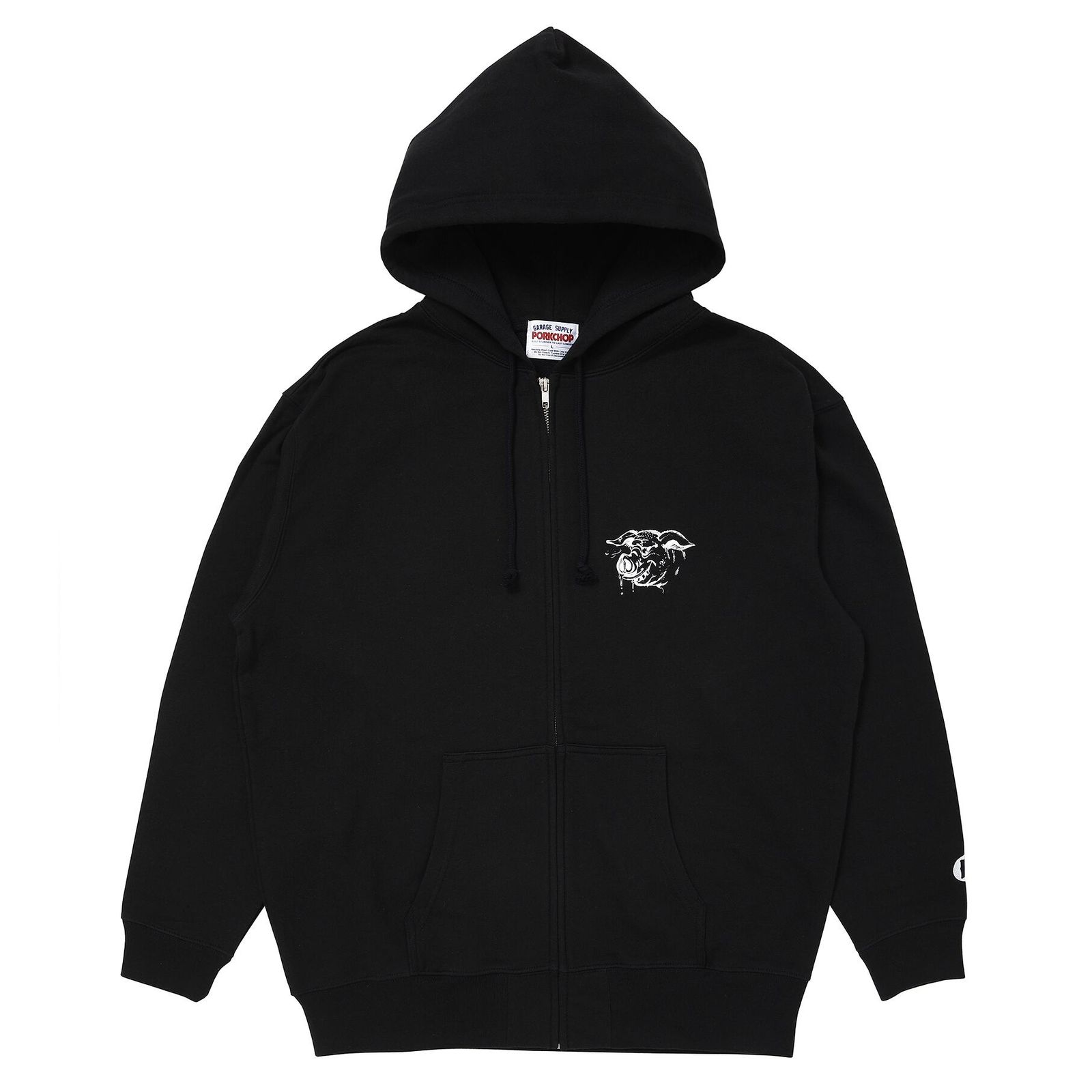 HUNGRY ZIP UP HOODIE - BLACK / ジップアップパーカー