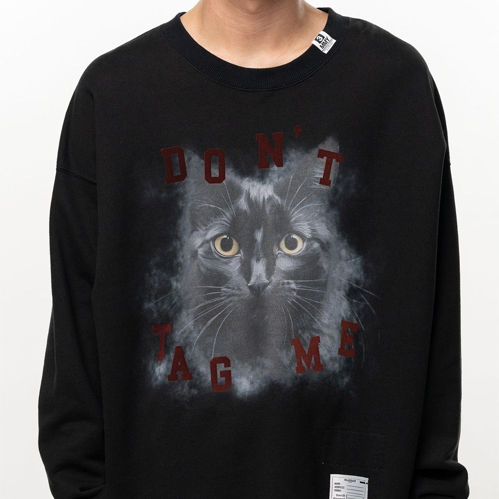Cat Printed Sweatshirt - BLACK / キャット プリント スウェットシャツ / J17PO782