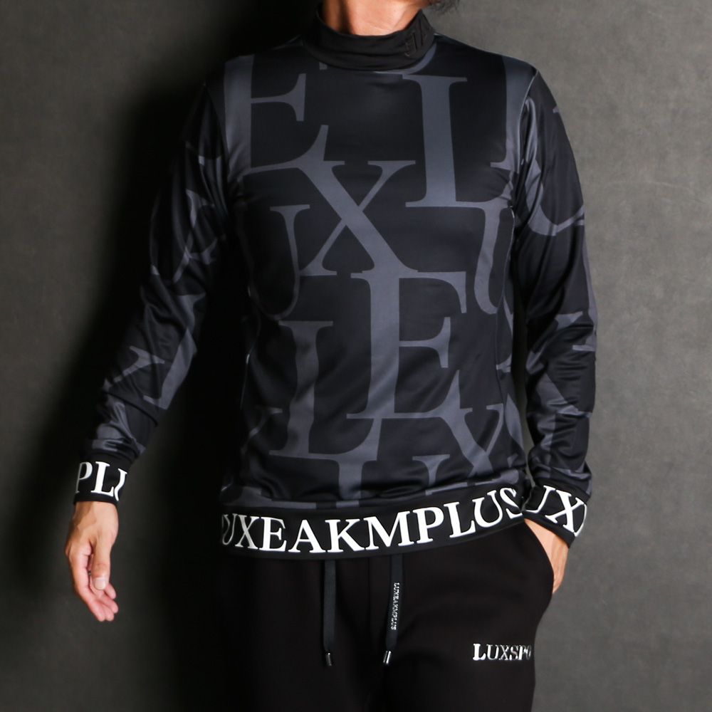 LUXE AKM PLUS - WHOLE PATTERN LOGO MOCK NECK / 裾ロゴ 総柄モック