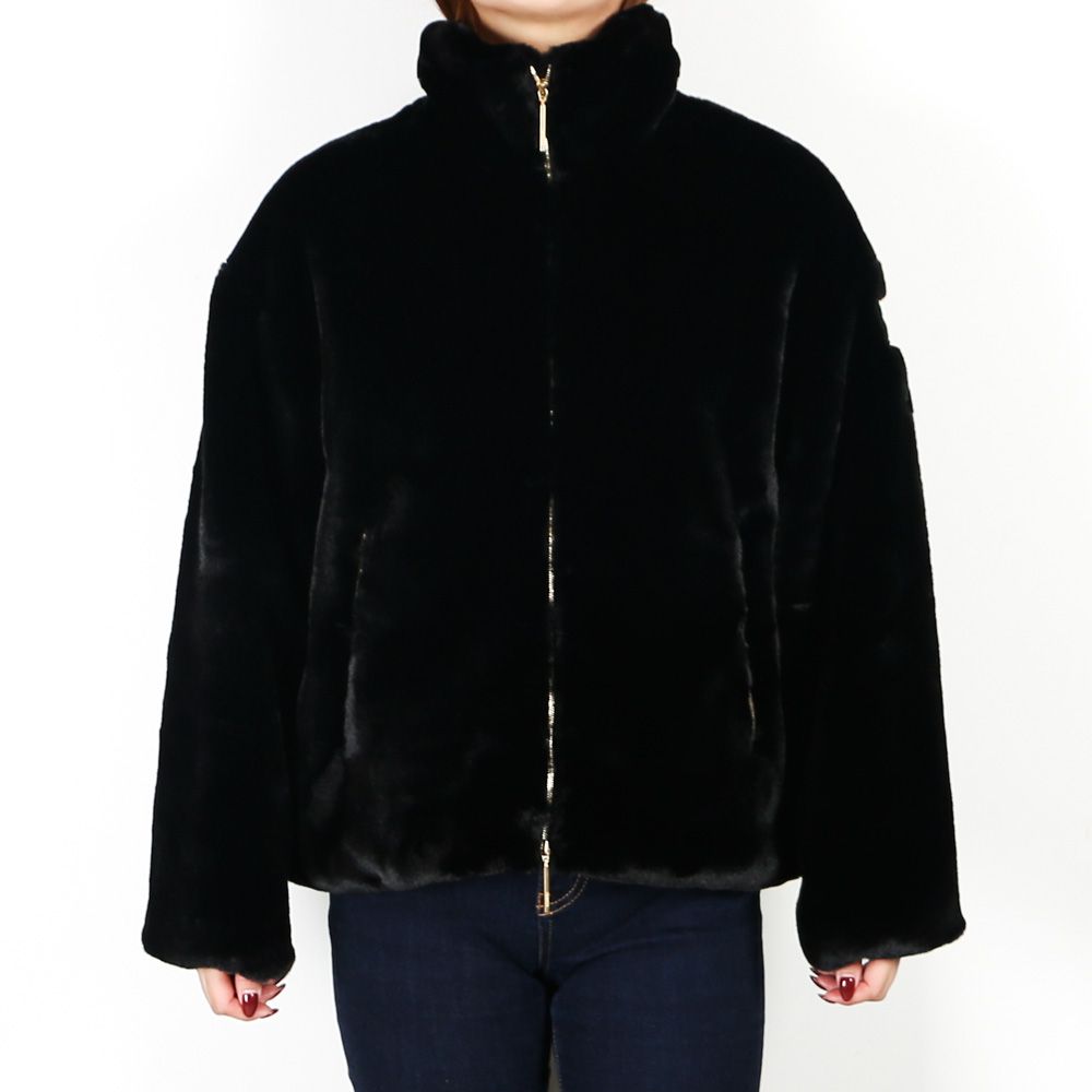 【レディース】 BARBRA バルブラ - BLACK / エコファー スタンドカラーブルゾン (フリース) / LJXA0038033588