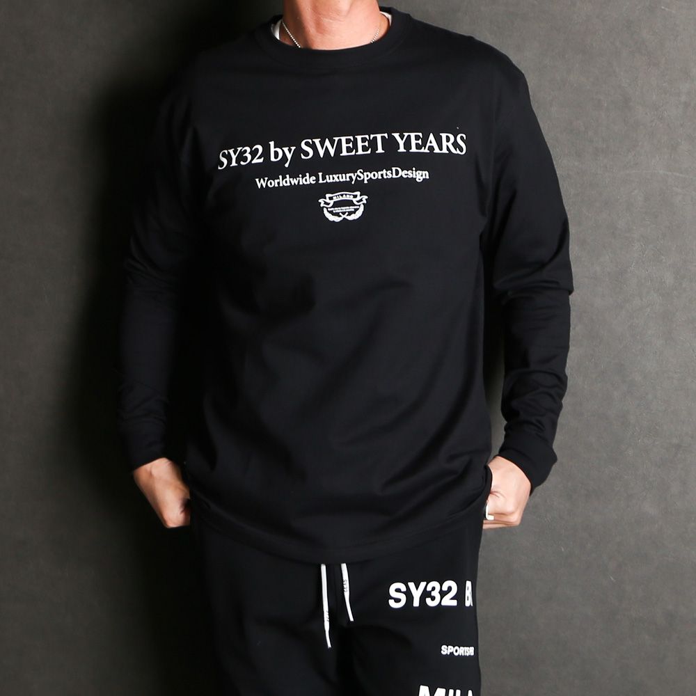 SANS SERIF LOGO L/S TEE - BLACK × WHITE / ロングスリーブTシャツ / 14178J-W