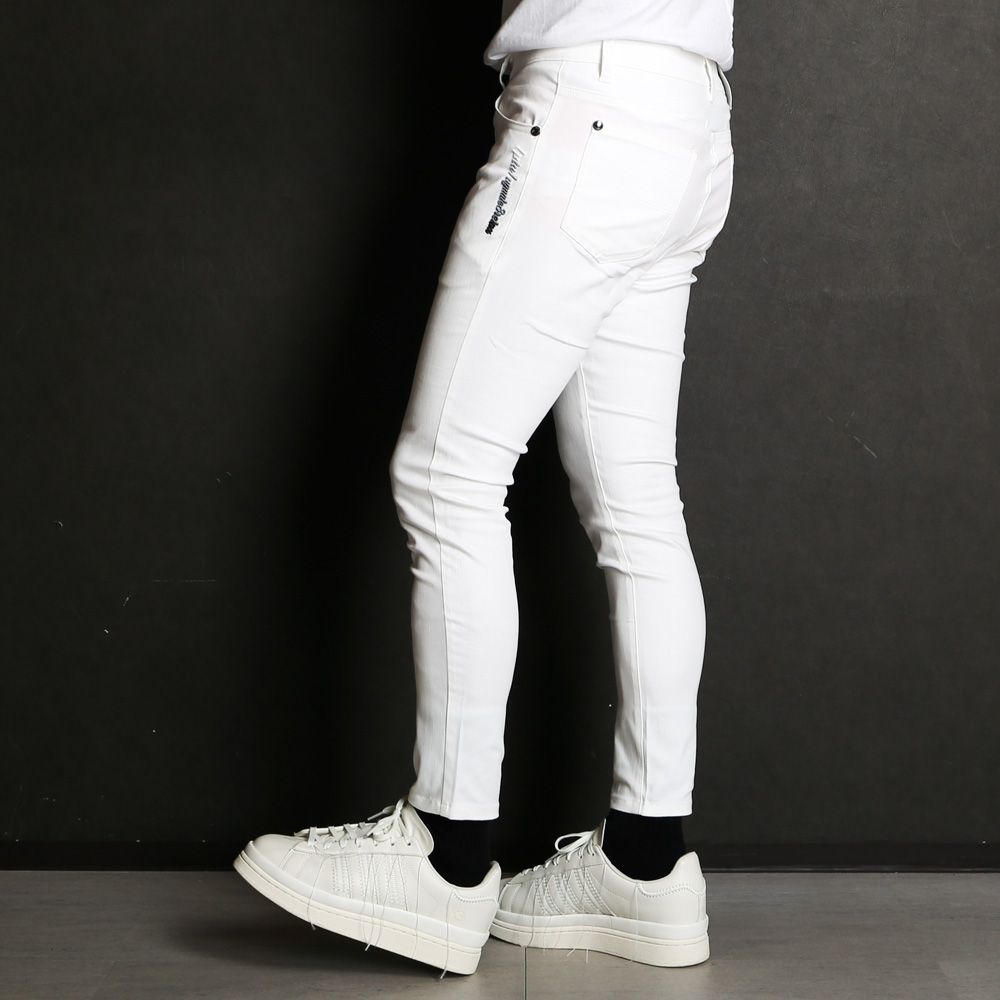 SKINNY PANTS - WHITE / グラデーションロゴ スキニーパンツ / USB-24052