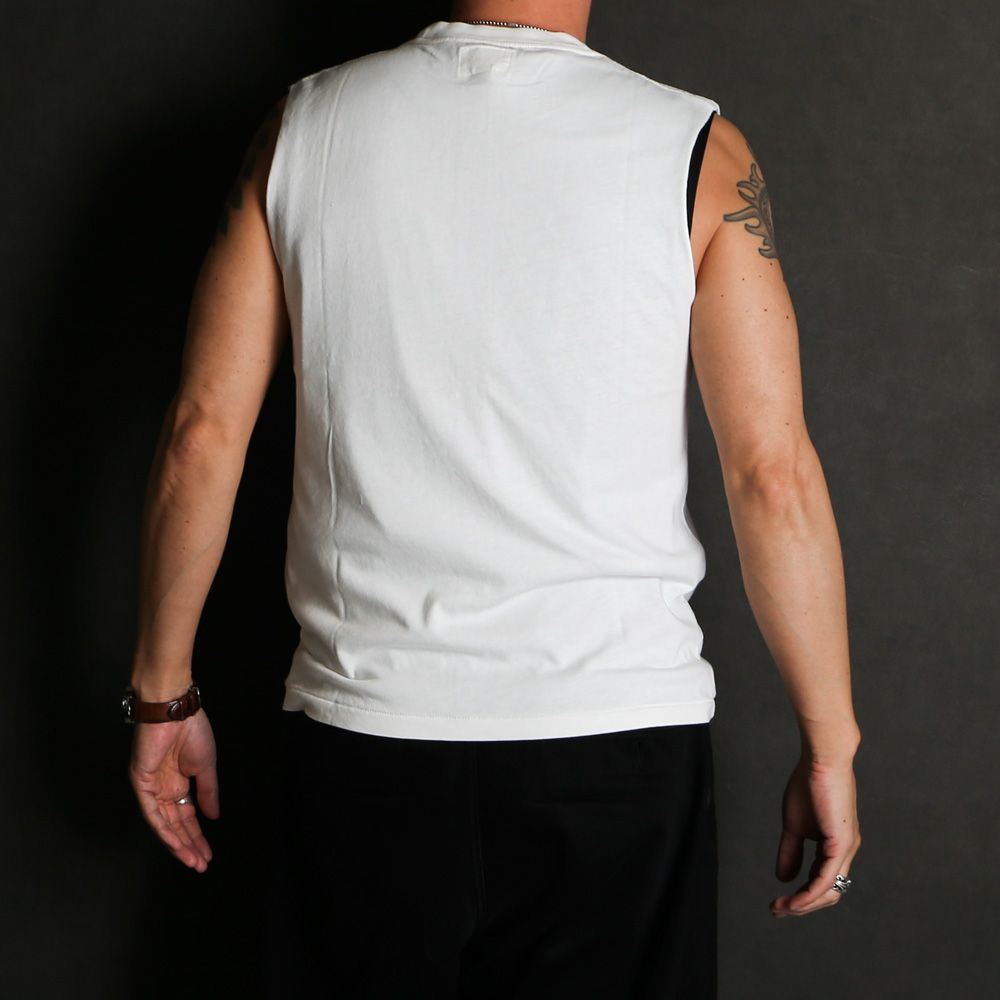 Typography Short N/S Tee T/C - WHITE / ノースリーブ Tシャツ / G16TS094