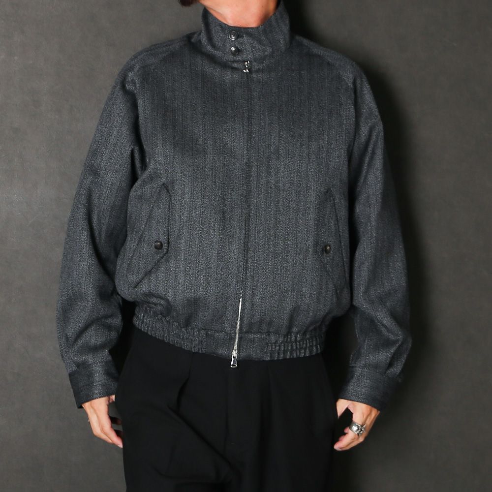 Dog Ear Jacket - Gray / オーガニックウール撚り杢へリンボン - ドッグイヤージャケット / M26C20BL01C