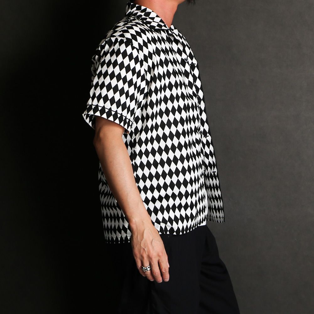 RATS - CHECKERED FLAG S/S SHIRT - BLACK / オープンカラー RATS - CHECKERED FLAG S/S SHIRT - BLACK / オープンカラー
