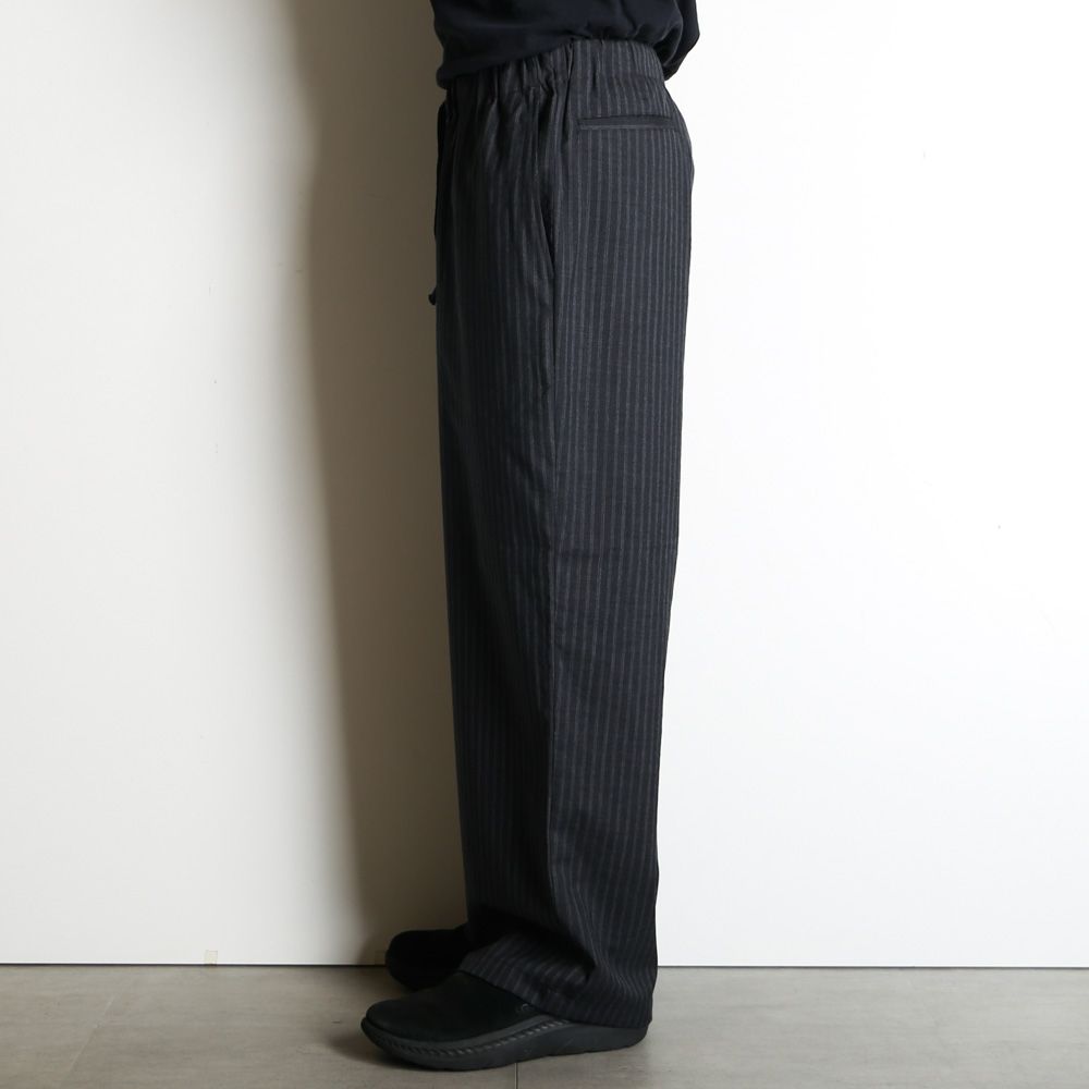WIDE CYLINDER FIT EASY PANTS - GRAY STRIPE / 2/72 ウールトロピカルワッシャー - ワイドシリンダーフィット イージーパンツ / M26A11PT01C