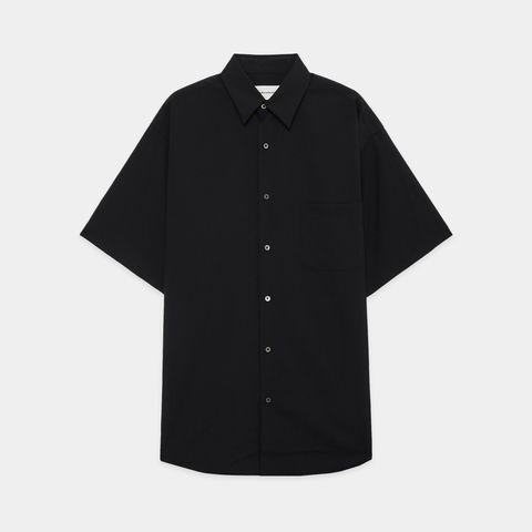 COMFORT FIT S/S SHIRT - BLACK / オーガニックウール2/80トロピカル - コンフォートフィットS/Sシャツ / A26B04SH01B (4月下旬入荷予定)